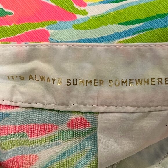 Lilly Pulitzer The Buttercup 5" Tiki Pink Royal Lime Shorts, 10 - Picture 6 of 11